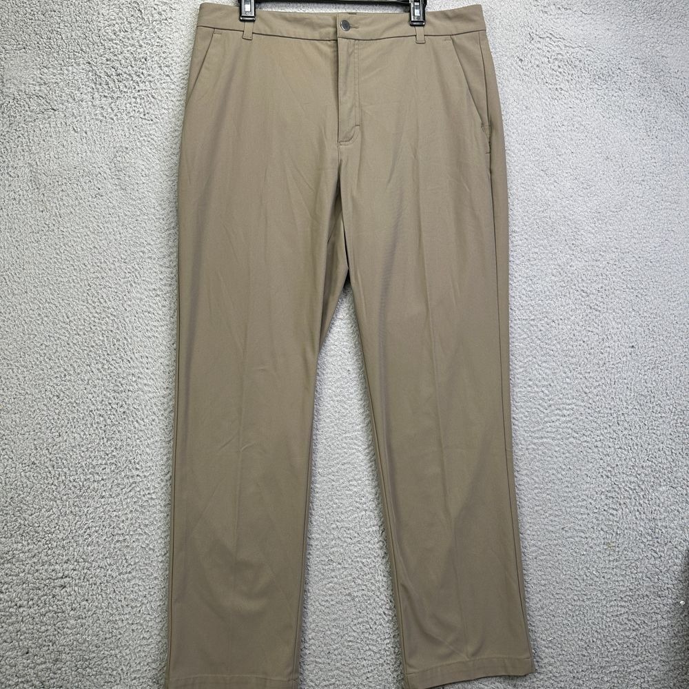 VRST Pants Mens 36X32 Brown Chino Golf Performance Tech Straight Leg Flat Front